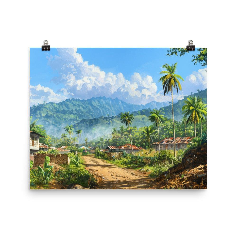 Comoros Tropical Village Road Landscape Painting Poster - Oh Posters