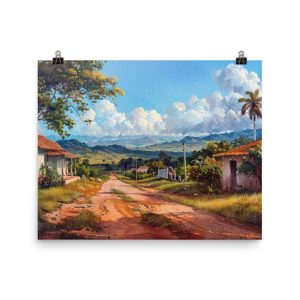 Cuba Time-Worn Village Road Scenic Oil Painting Poster - Oh Posters