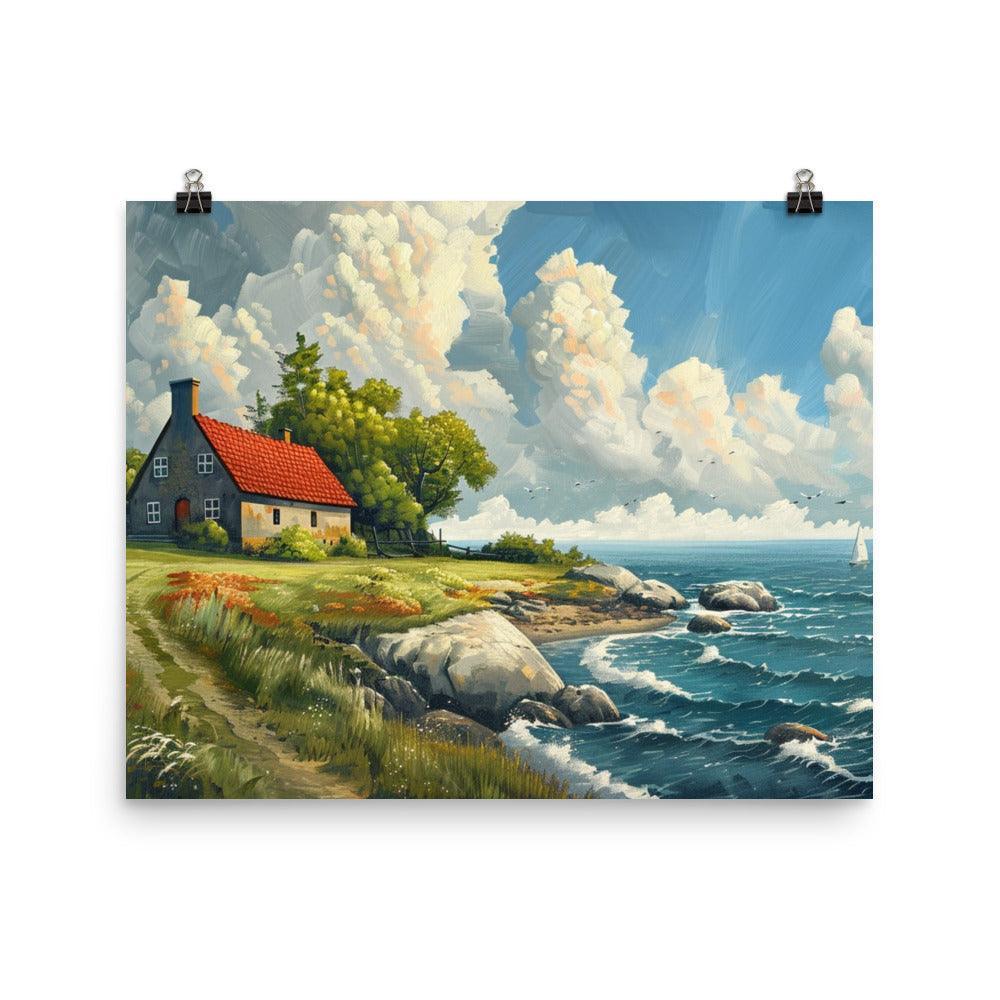 Coastal Cottage Denmark Landscape Painting Poster - Oh Posters