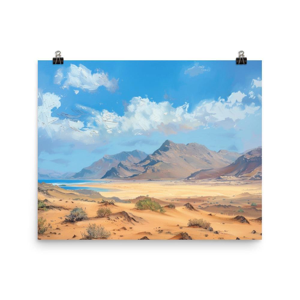 Djibouti Desert Mountains Landscape Painting Poster - Oh Posters