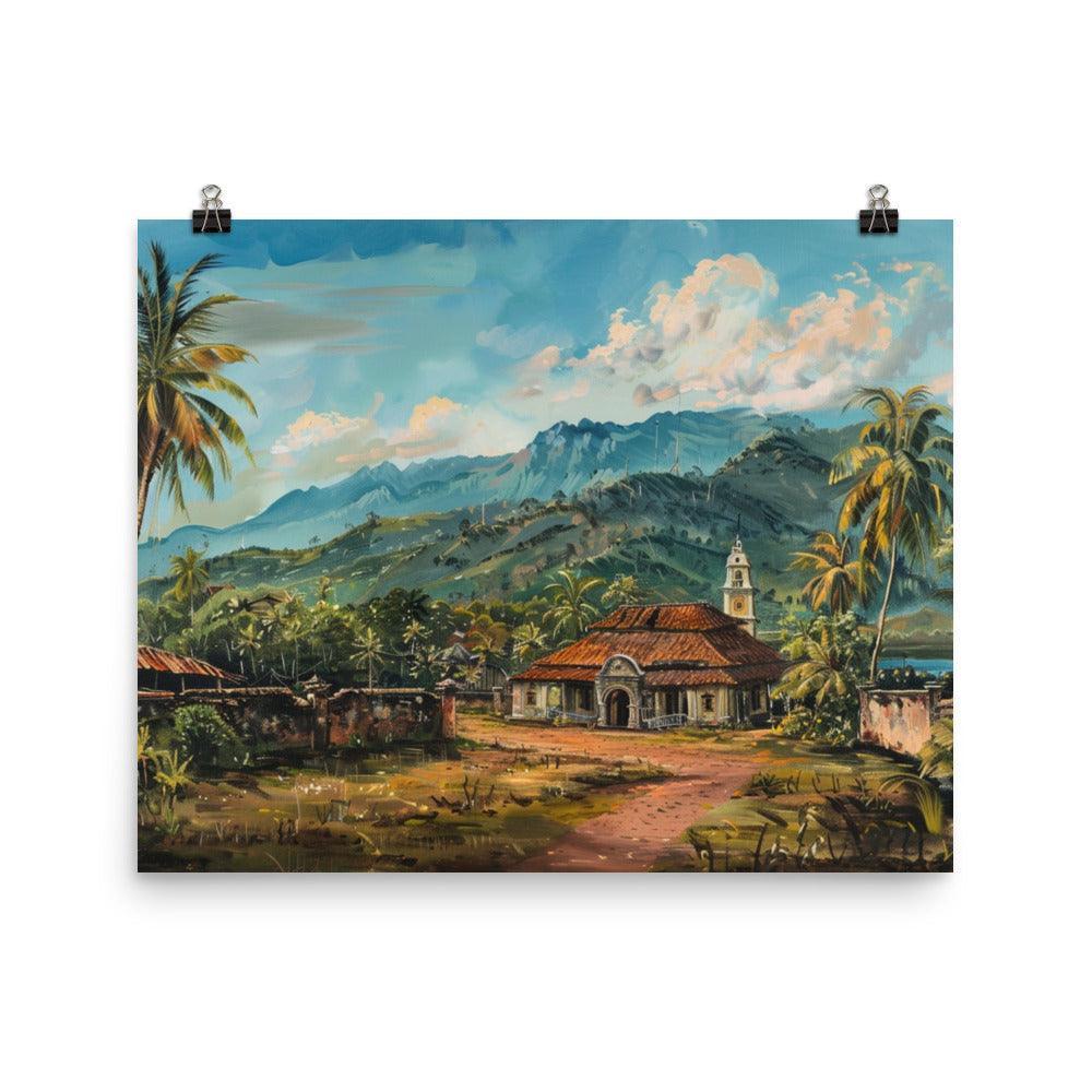 East Timor Tropical Mountain Village Painting Poster - Oh Posters