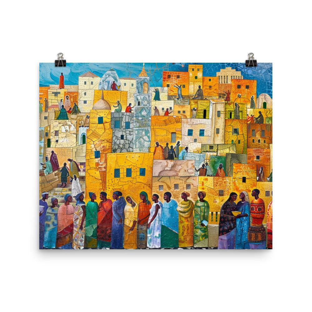 Eritrea Vibrant Town Mosaic Artwork Poster - Oh Posters