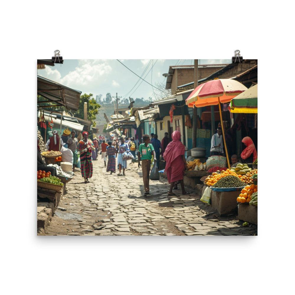 Ethiopia Colorful Open-Air Market with Street Vendors Poster - Oh Posters