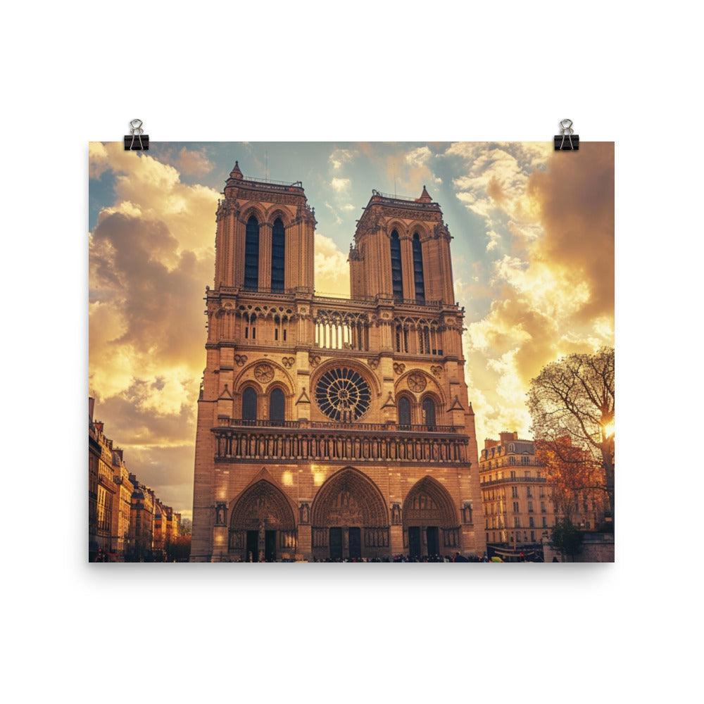 France Paris Notre Dame Cathedral Sunset Poster - Oh Posters