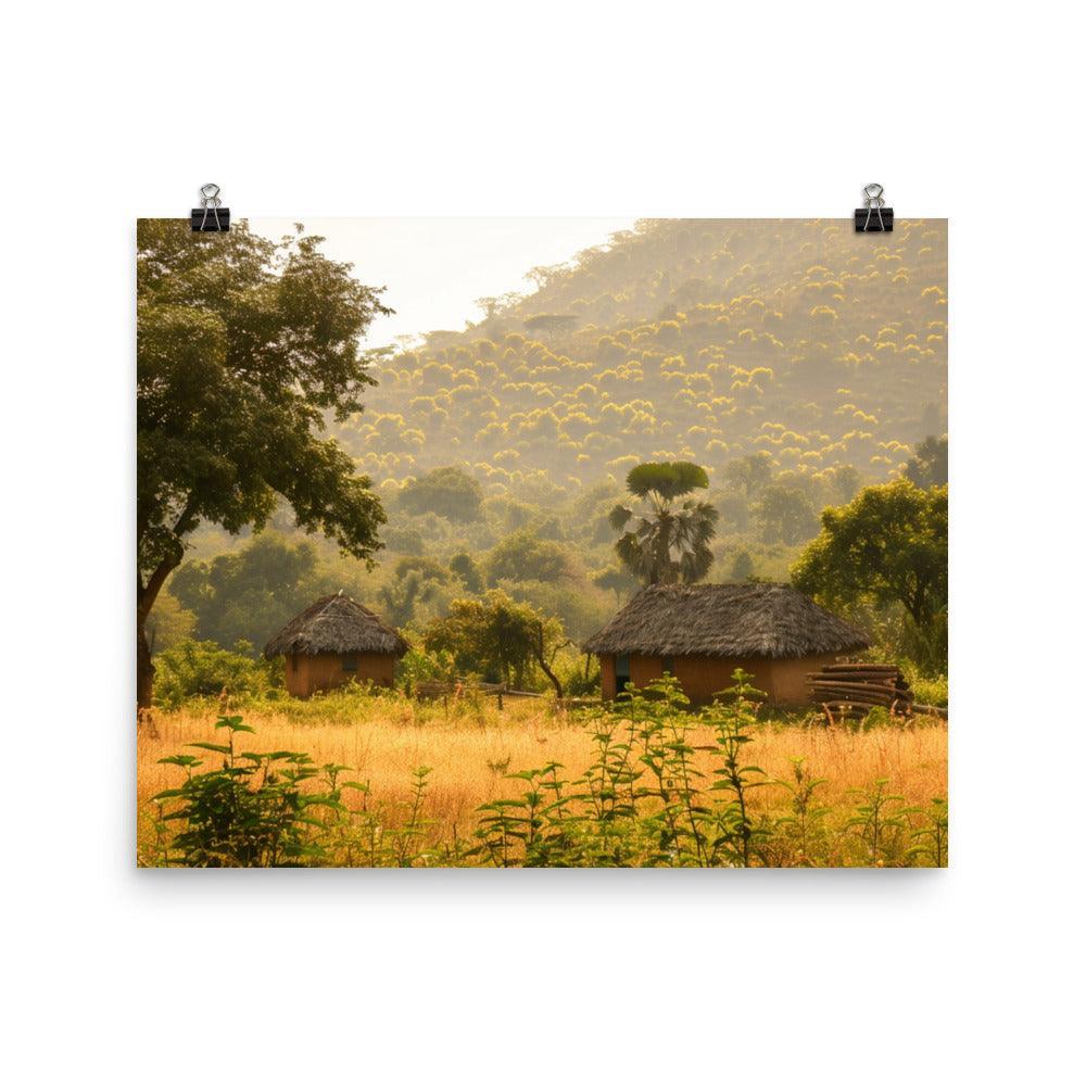 Guinea Rural Village Golden Morning Poster - Oh Posters