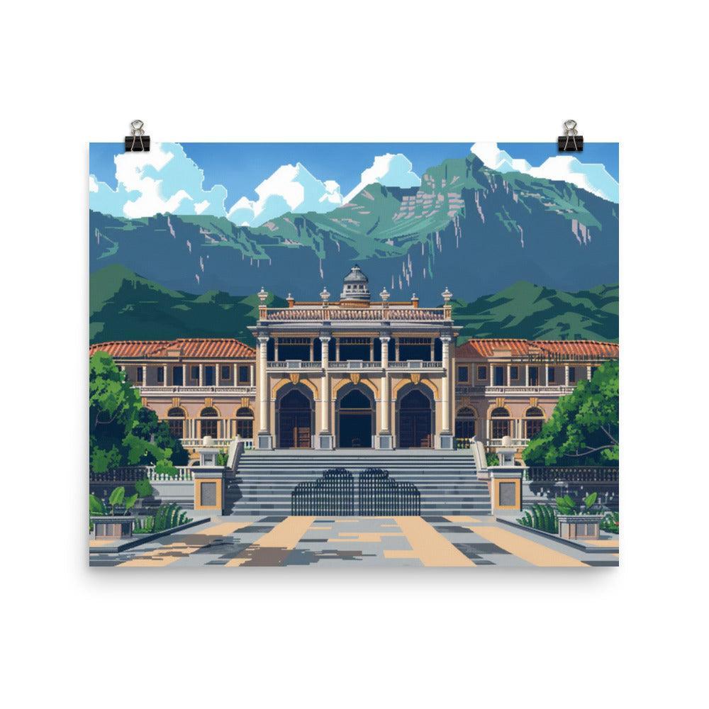 Honduras Historic Palace Pixel Art Poster - Oh Posters