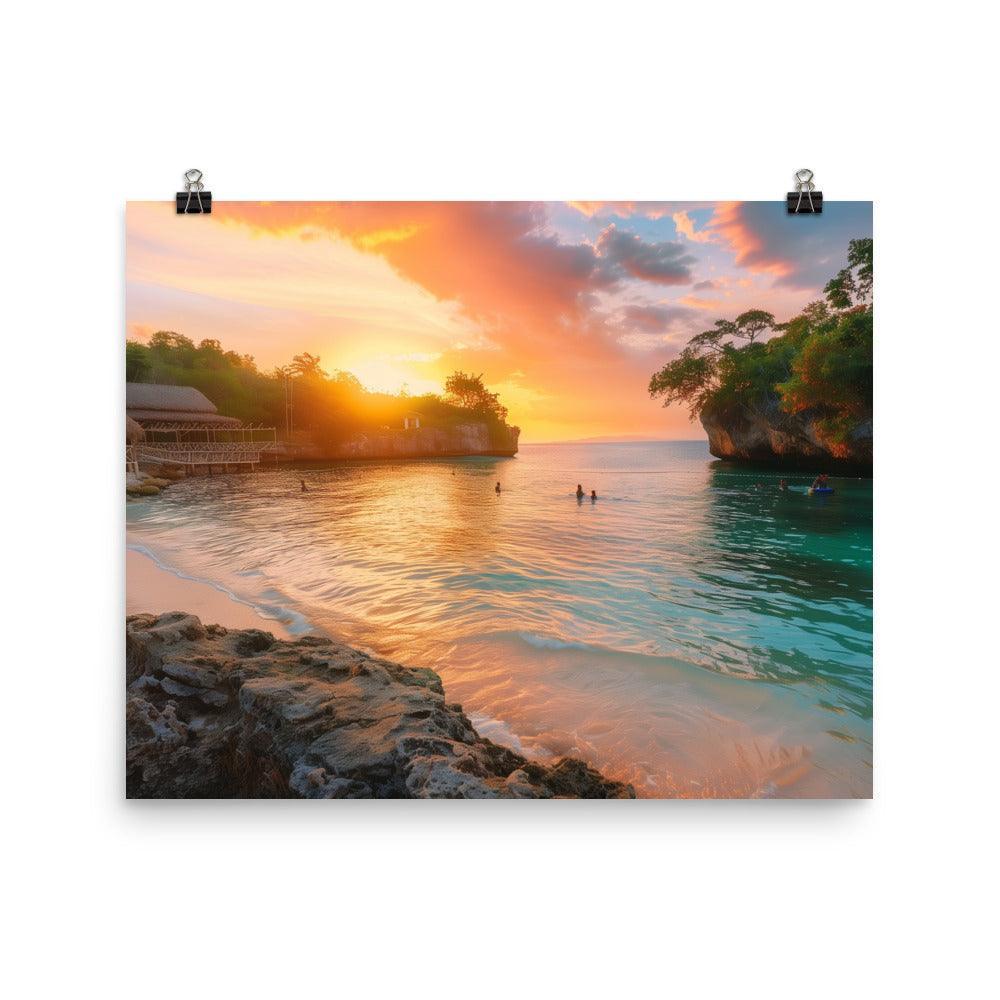 Jamaica Sunset Beach Cove Paradise Poster - Oh Posters