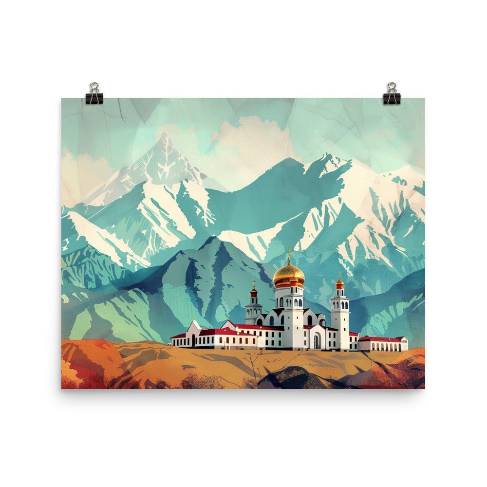 Kazakhstan Mountain Monastery Scenic Poster - Oh Posters