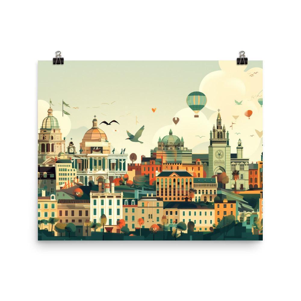 Ireland Historic Skyline Hot Air Balloons Poster - Oh Posters