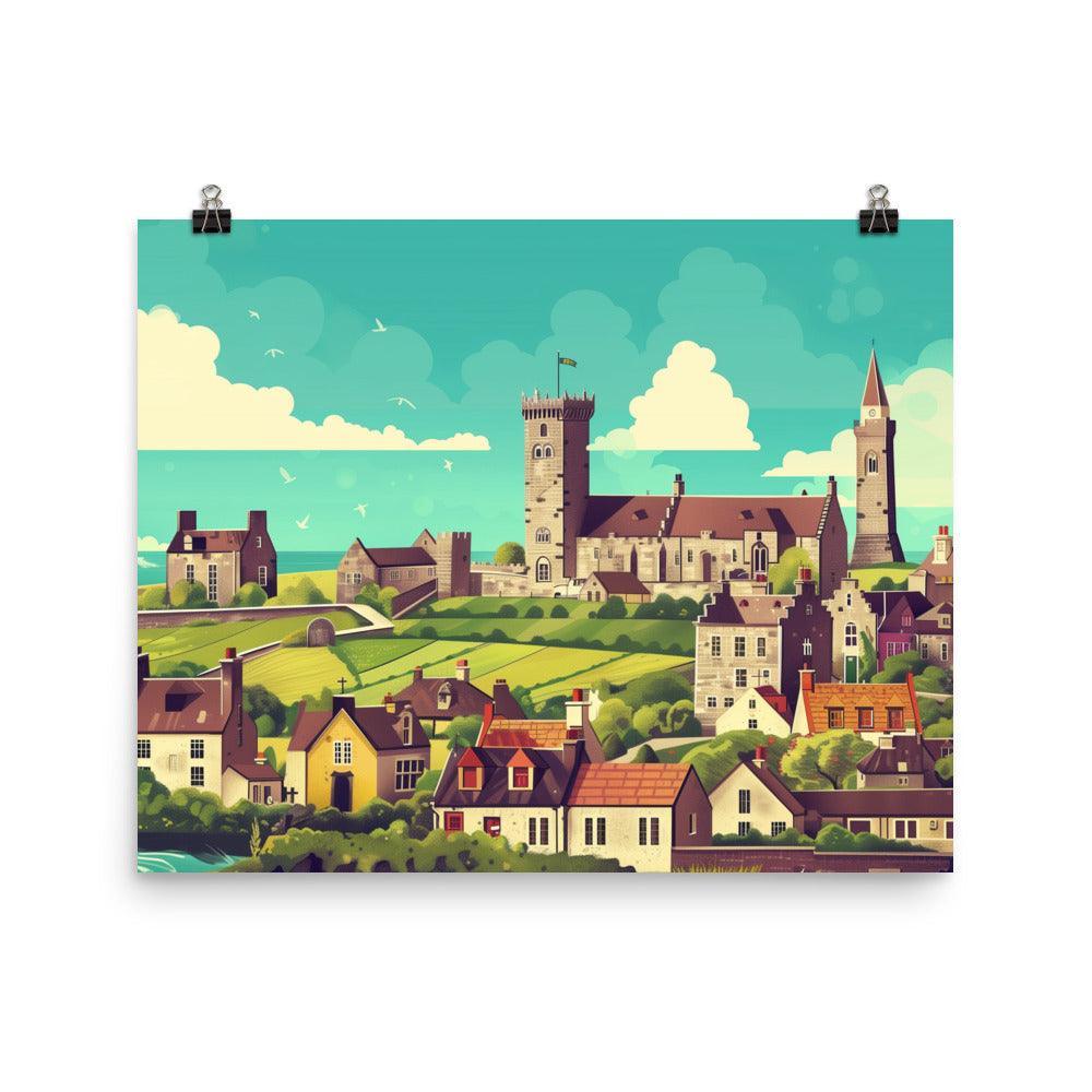 Ireland Coastal Village Scenic Landscape Poster - Oh Posters