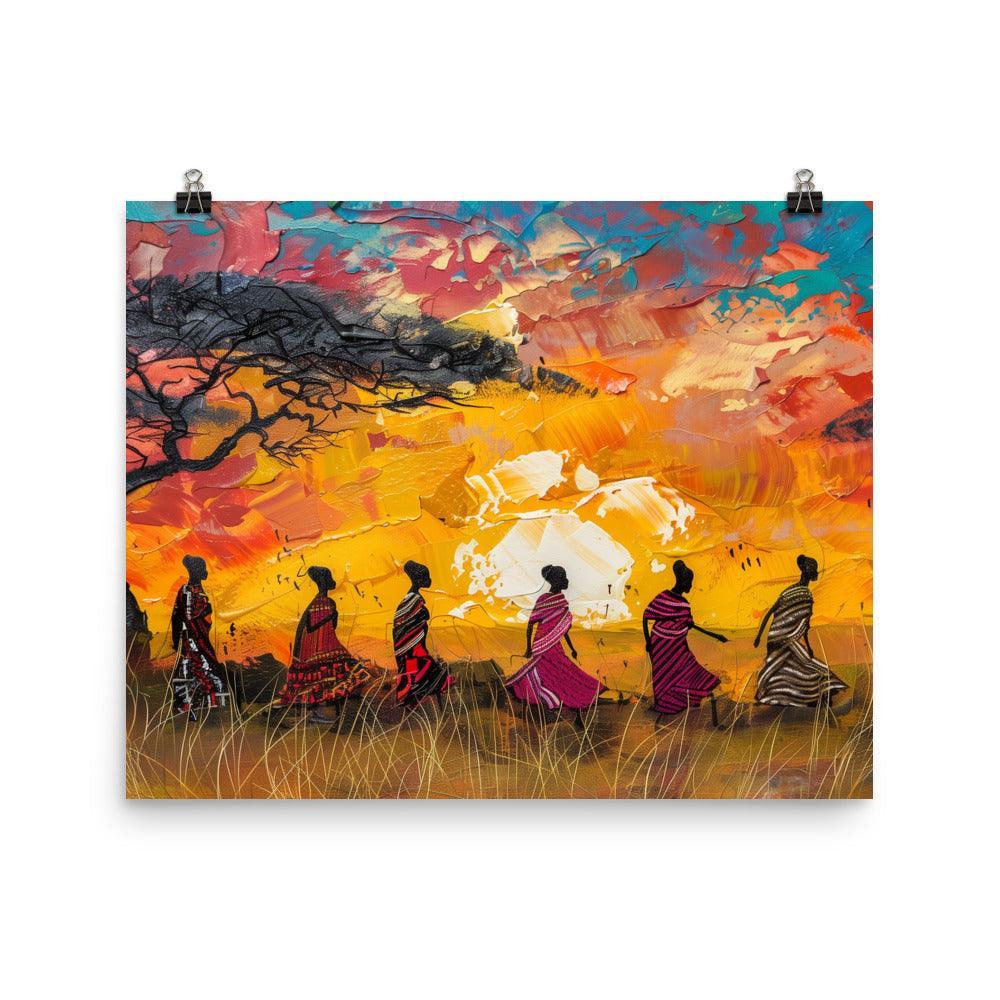 Kenya Maasai Women Sunset Silhouette Poster - Oh Posters