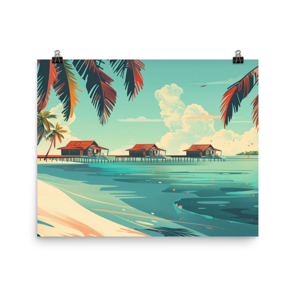Maldives Overwater Bungalows Tropical Beach Poster - Oh Posters