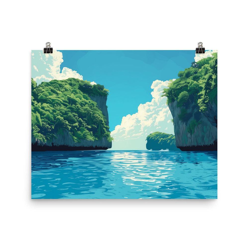 Palau Tropical Lagoon with Lush Cliffs Poster - Oh Posters