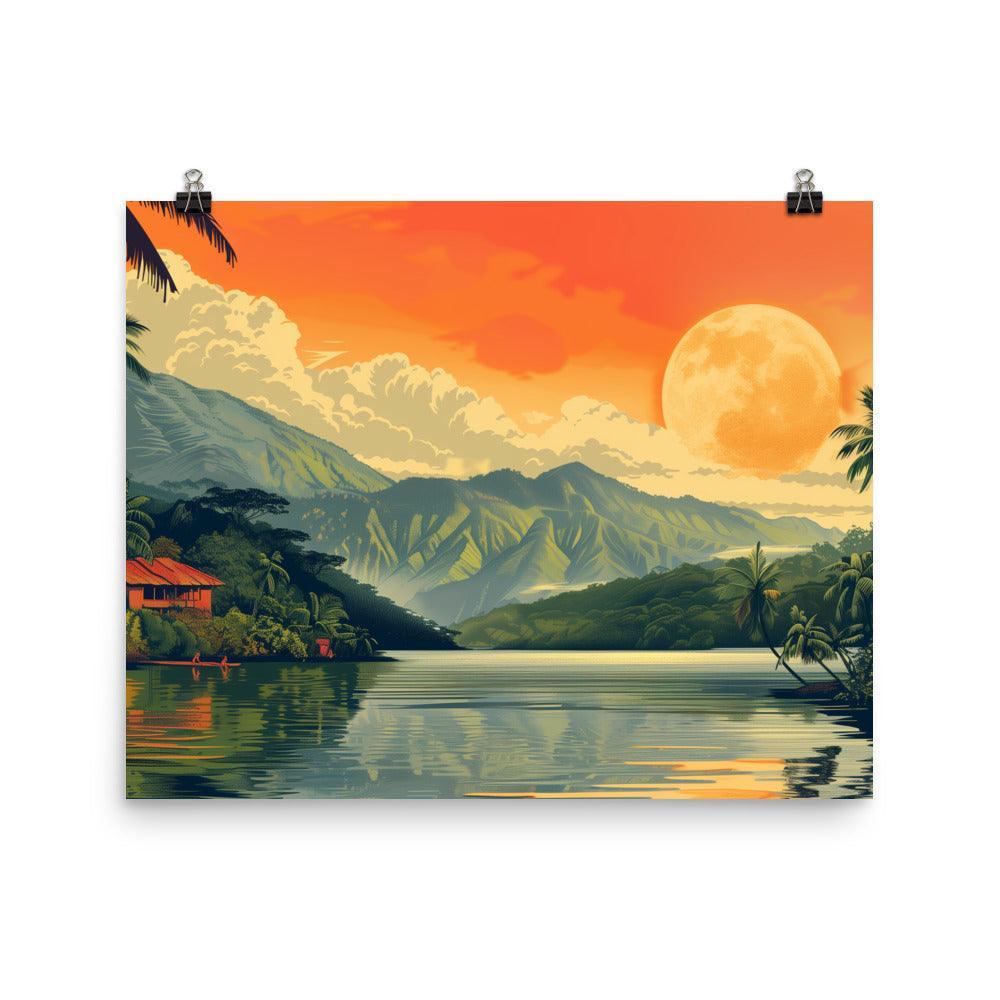 Papua New Guinea Tropical River Sunset Poster - Oh Posters