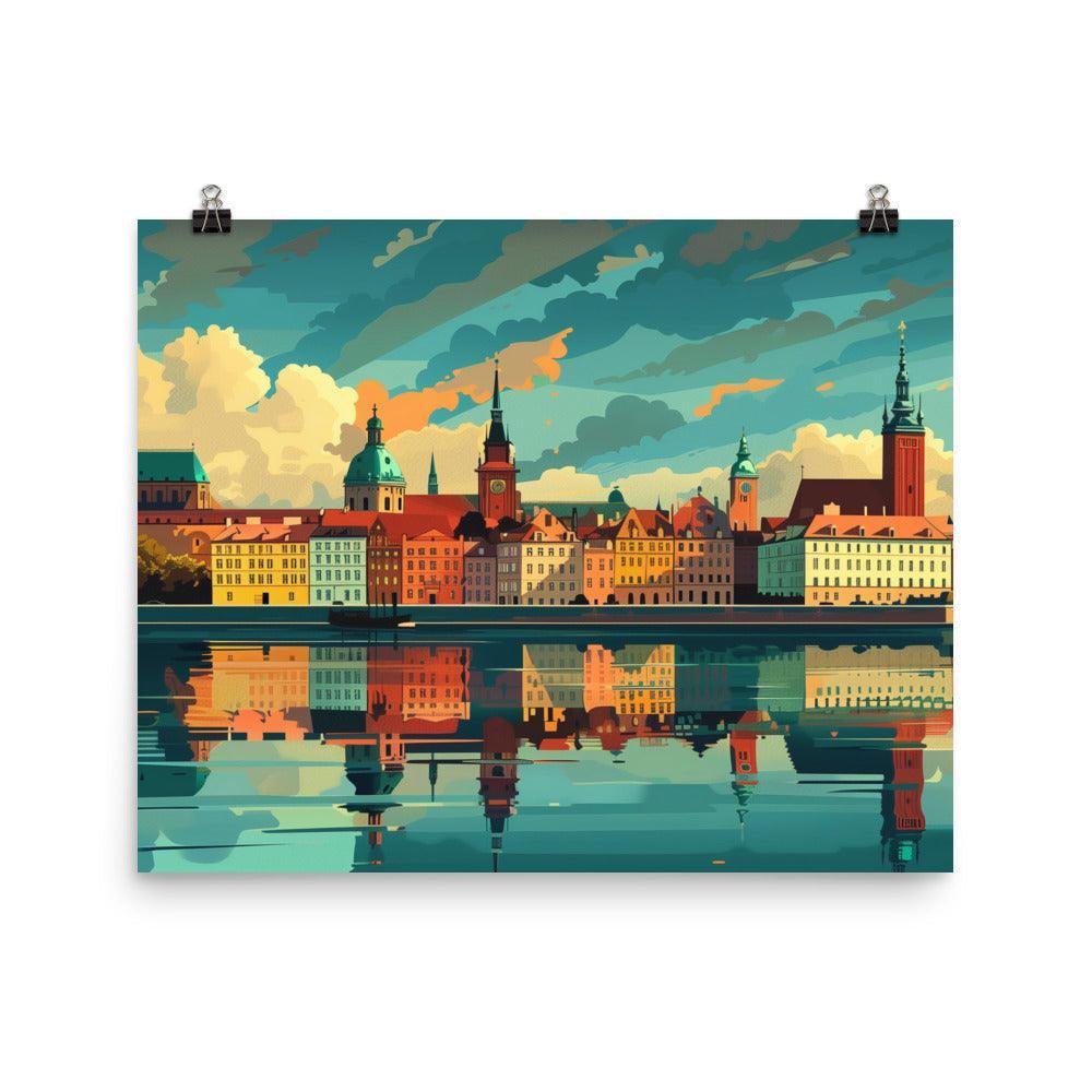 Poland Historic Waterfront Skyline Poster - Oh Posters