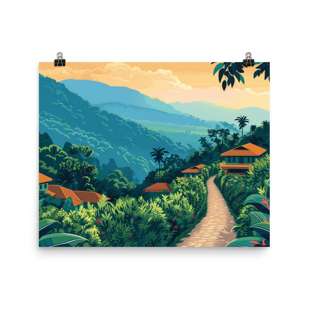 Rwanda Lush Mountain Village Scenic Poster - Oh Posters