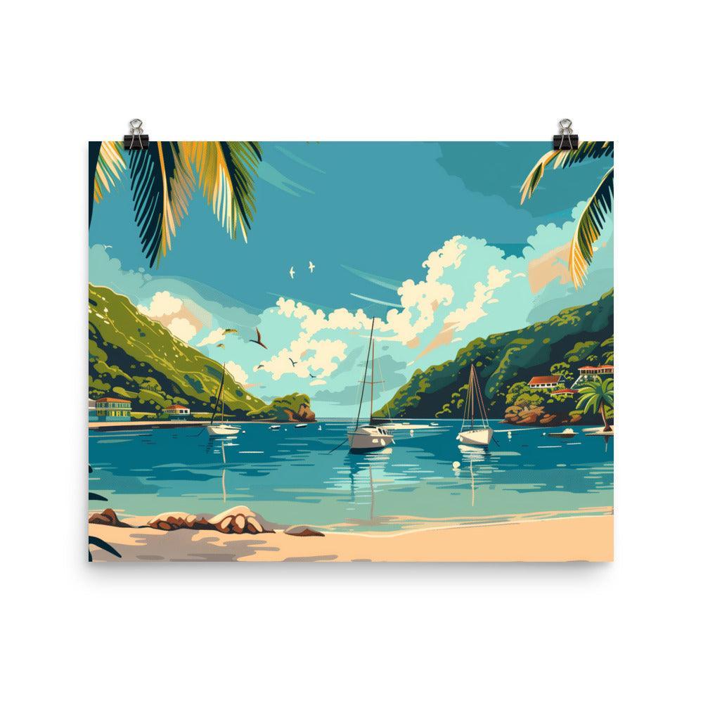 Saint Lucia Tranquil Bay Scenic Landscape Poster - Oh Posters
