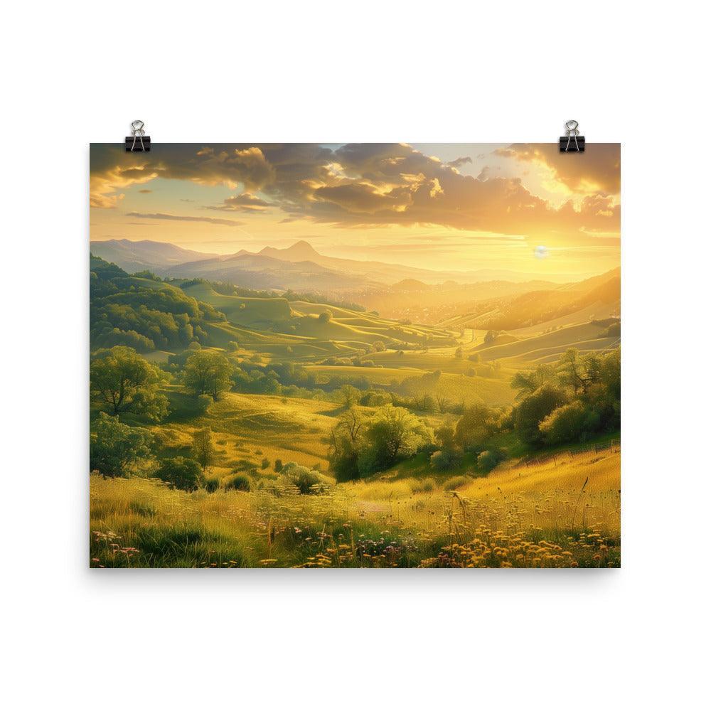 Slovakia Golden Mountain Valley Sunrise Poster - Oh Posters