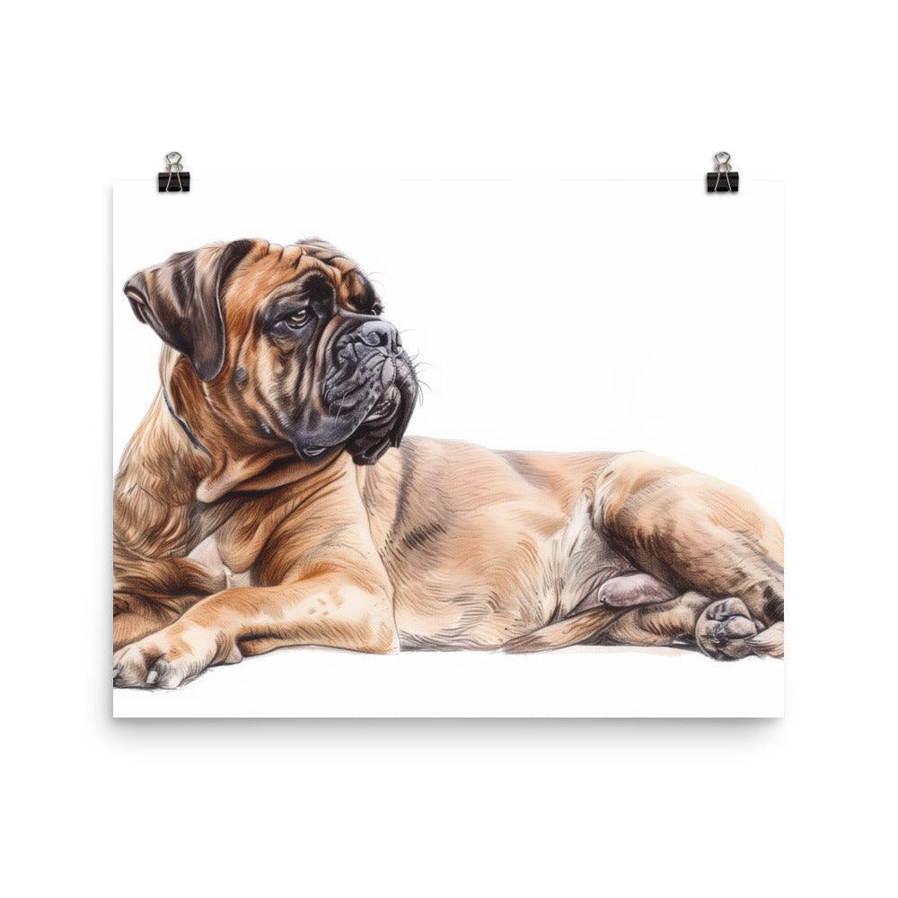 Bullmastiff Sketch Style Drawing Poster - Oh Posters