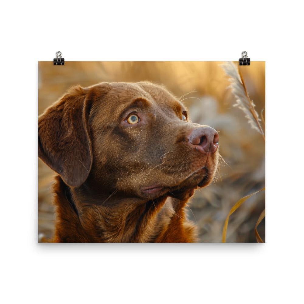 Chesapeake Bay Retriever Autumn Field Portrait Poster - Oh Posters