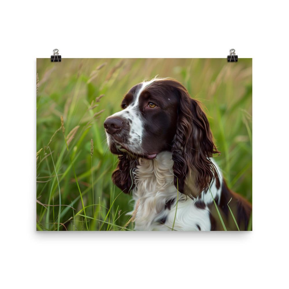 English Springer Spaniel in Tall Grass Portrait Poster - Oh Posters