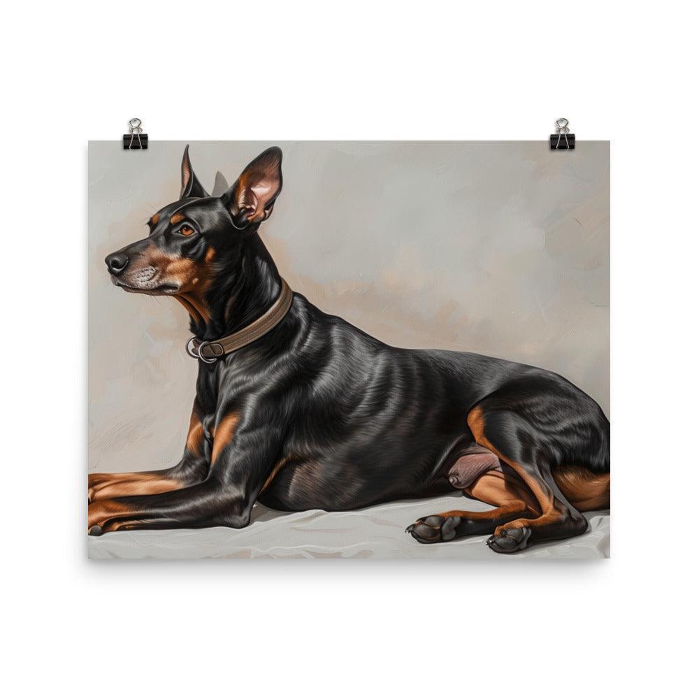 German Pinscher Realistic Side Pose Portrait Poster - Oh Posters