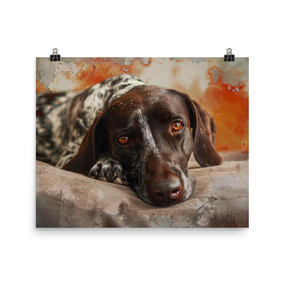 German Shorthaired Pointer Resting on Artistic Background Poster - Oh Posters