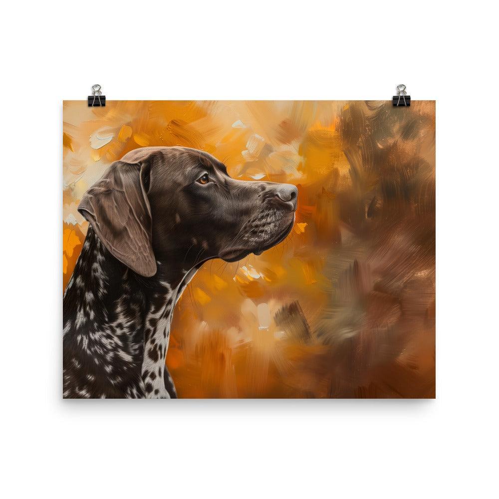 German Shorthaired Pointer Side Profile Autumn Painting Poster - Oh Posters