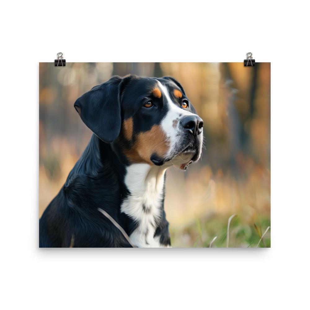 Greater Swiss Mountain Dog Autumn Portrait Poster - Oh Posters