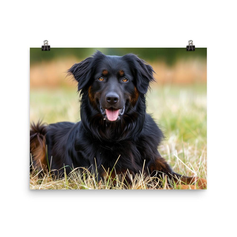 Hovawart Dog Relaxing in Field Photograph Poster - Oh Posters