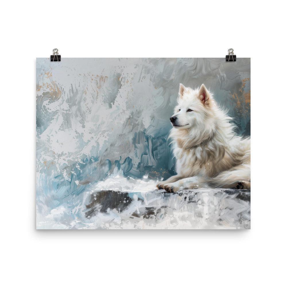 Icelandic Sheepdog Winter Landscape Painting Poster - Oh Posters