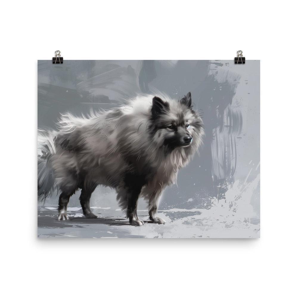 Keeshond in Winter Abstract Art Poster - Oh Posters