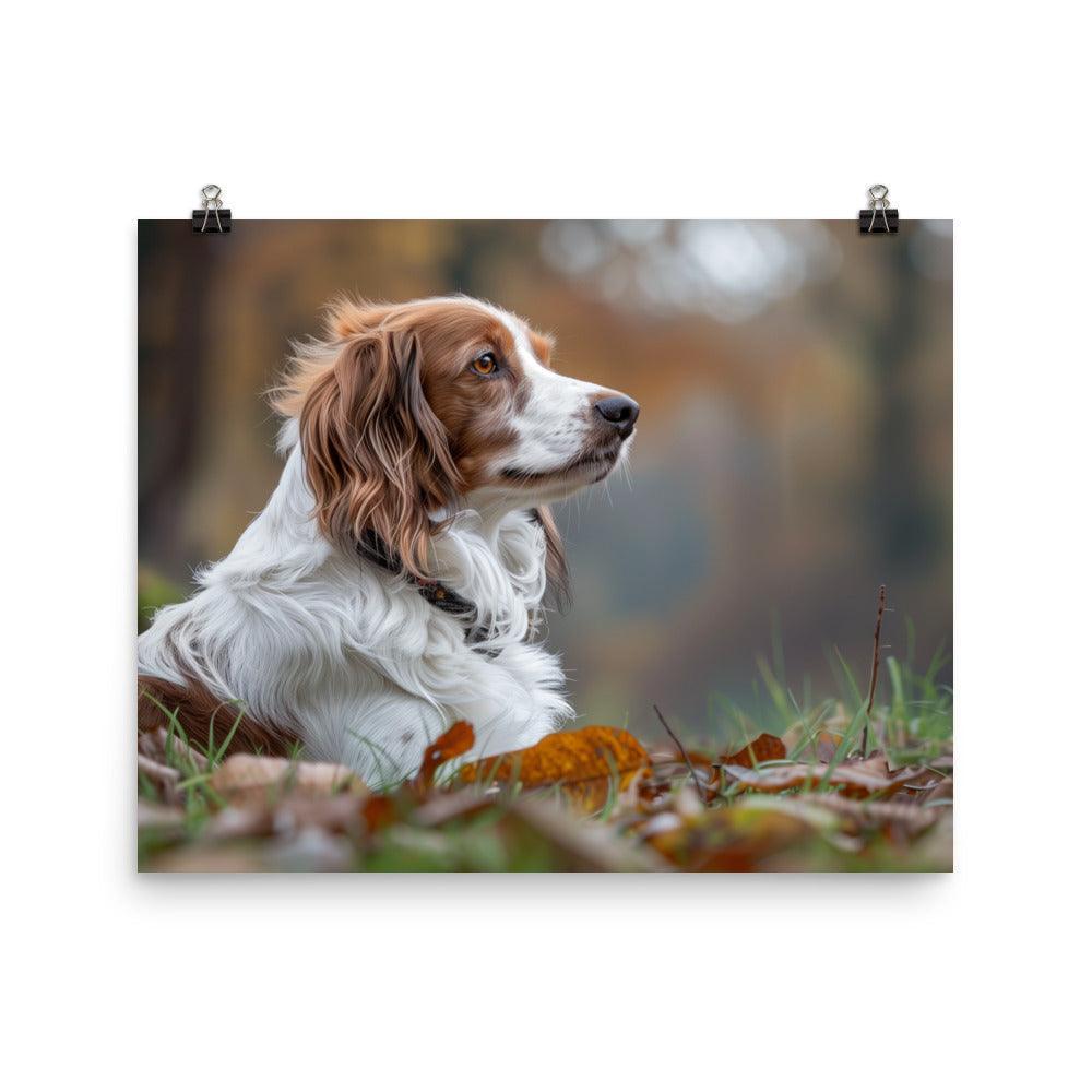 Kooikerhondje Resting in Autumn Leaves Photograph Poster - Oh Posters