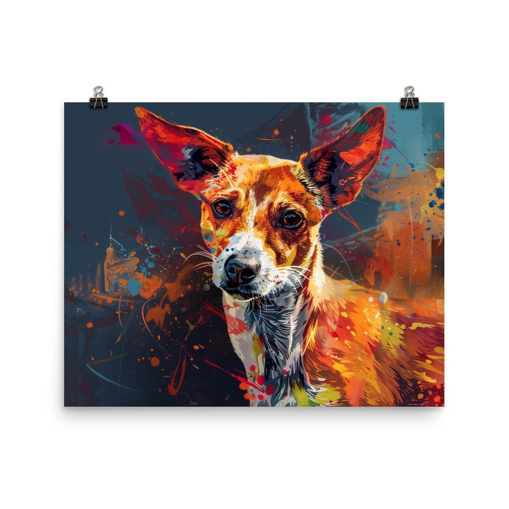 Portuguese Podengo Colorful Abstract Dog Portrait Poster - Oh Posters