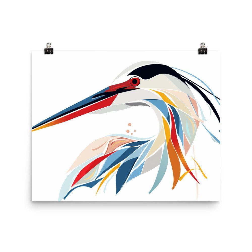 Egret Vibrant Abstract Design Art Poster - Oh Posters