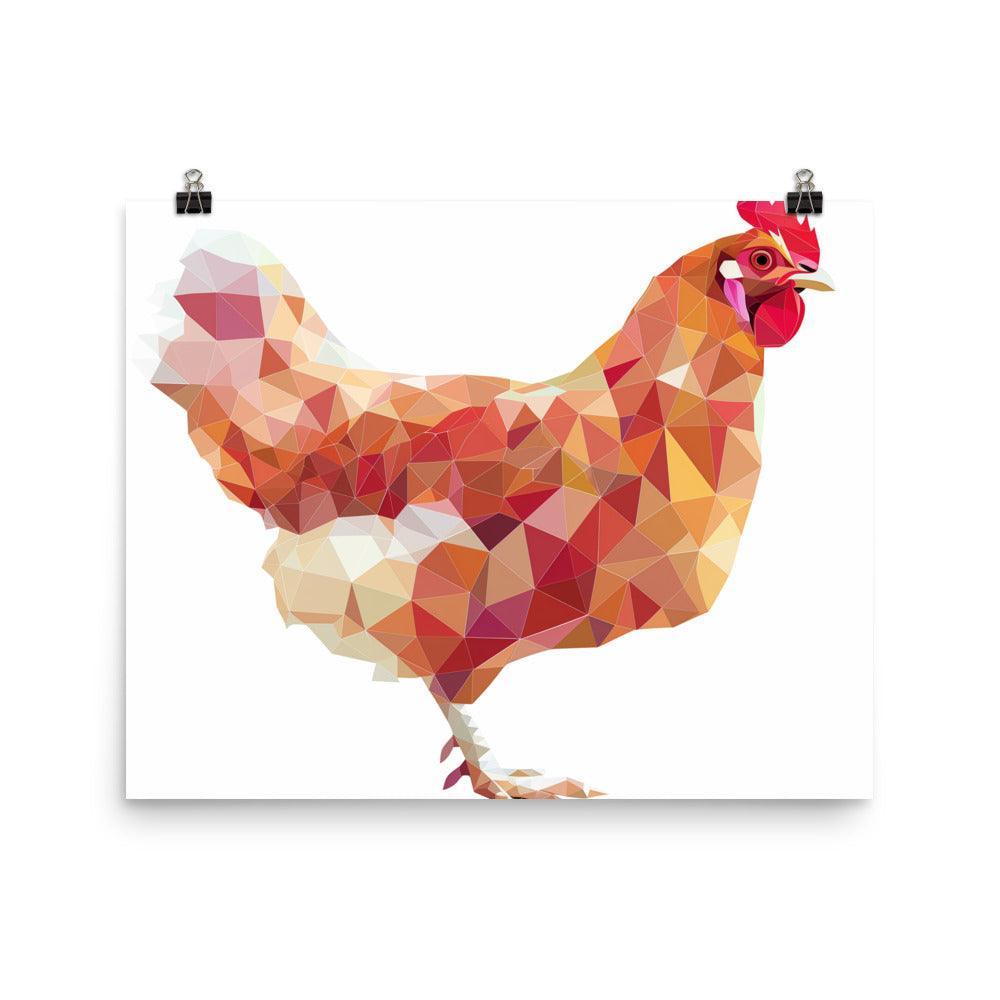 Chicken Low Poly Geometric Art Poster - Oh Posters