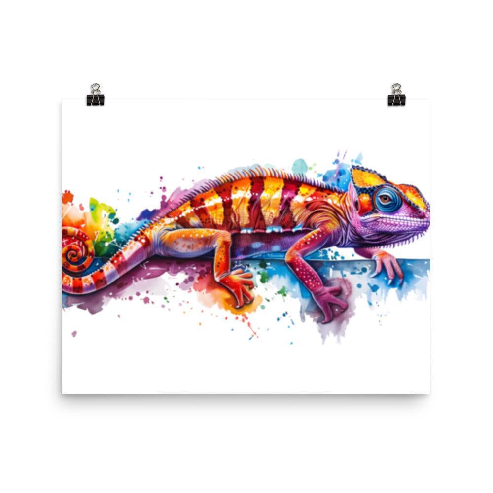 Colorful Chameleon Vibrant Splash Art Poster - Oh Posters