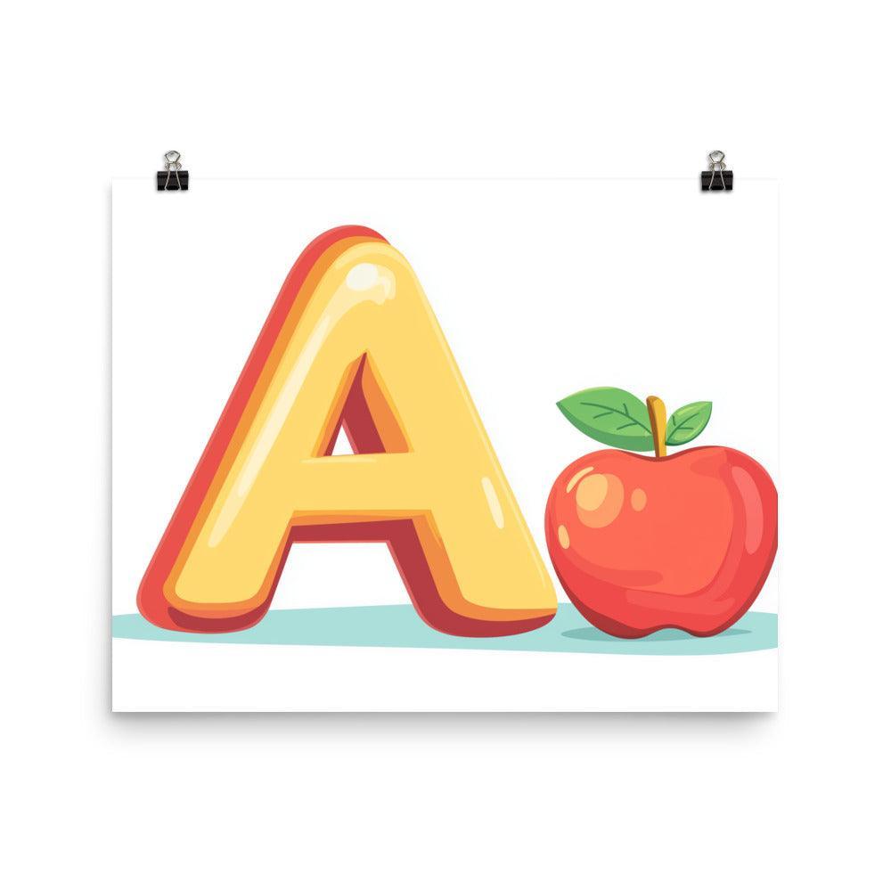 Kids Alphabet Letter A with Apple Educational Poster - Oh Posters