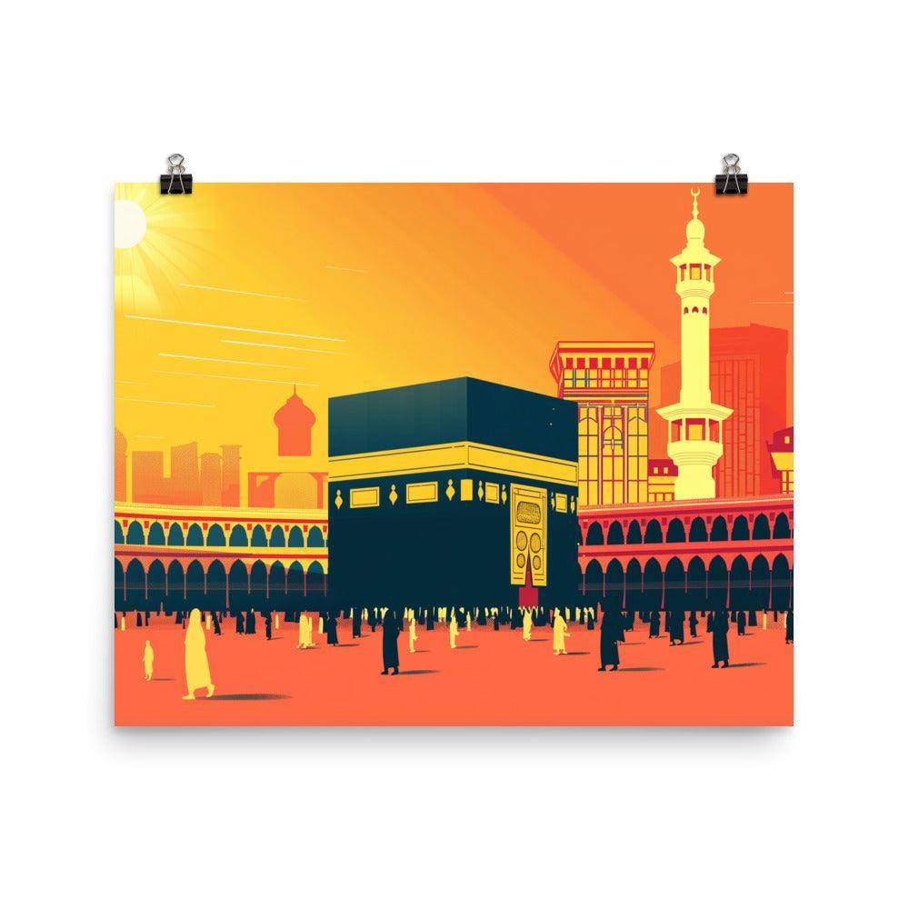 Kaaba Mecca Islamic Architecture Sunrise Illustration Poster - Oh Posters