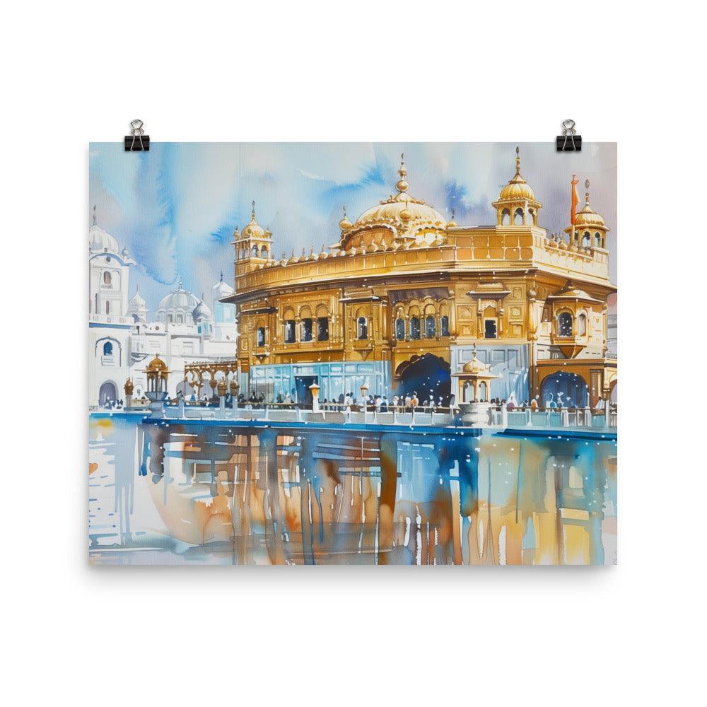 Golden Temple Sikh Architecture Watercolor Art Poster - Oh Posters