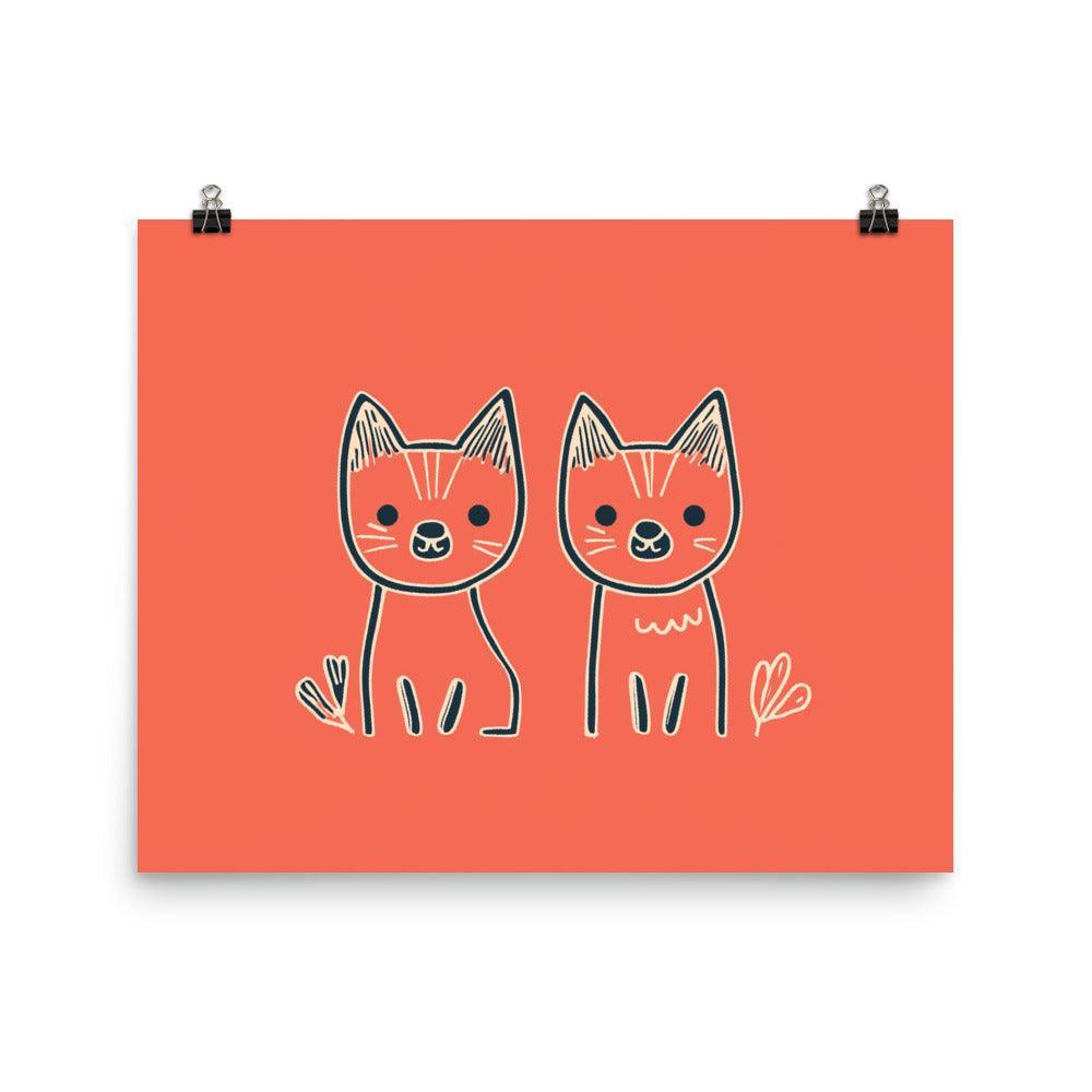 Cartoon Minimalist Dingos Digital Illustration Poster - Oh Posters