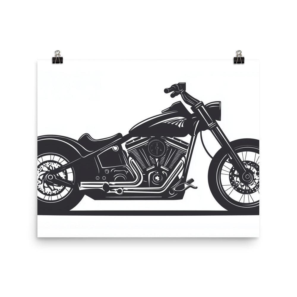 Retro Style Motorcycle Line Art Illustration Poster - Oh Posters
