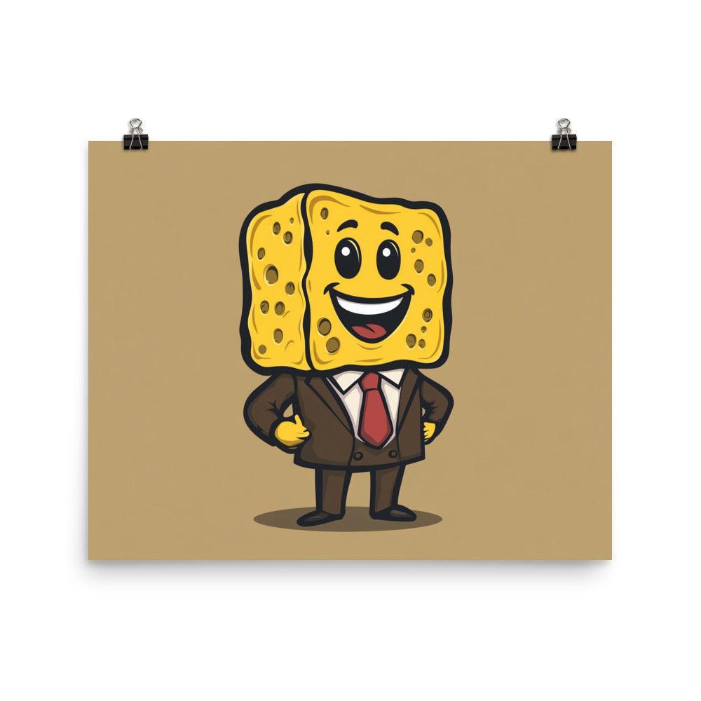 Happy Sponge Businessman Cartoon Illustration Poster - Oh Posters