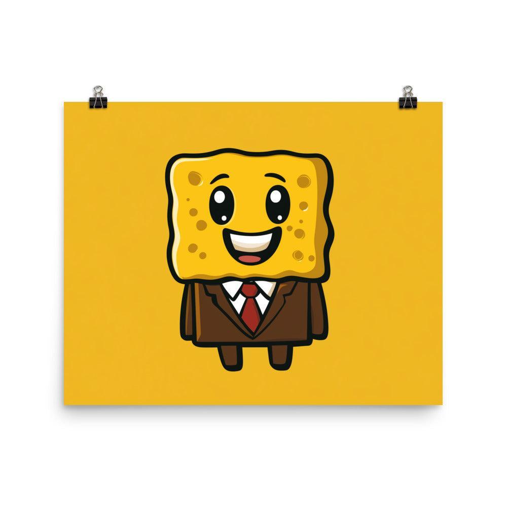 Cute Sponge Character in Suit Playful Cartoon Art Poster - Oh Posters