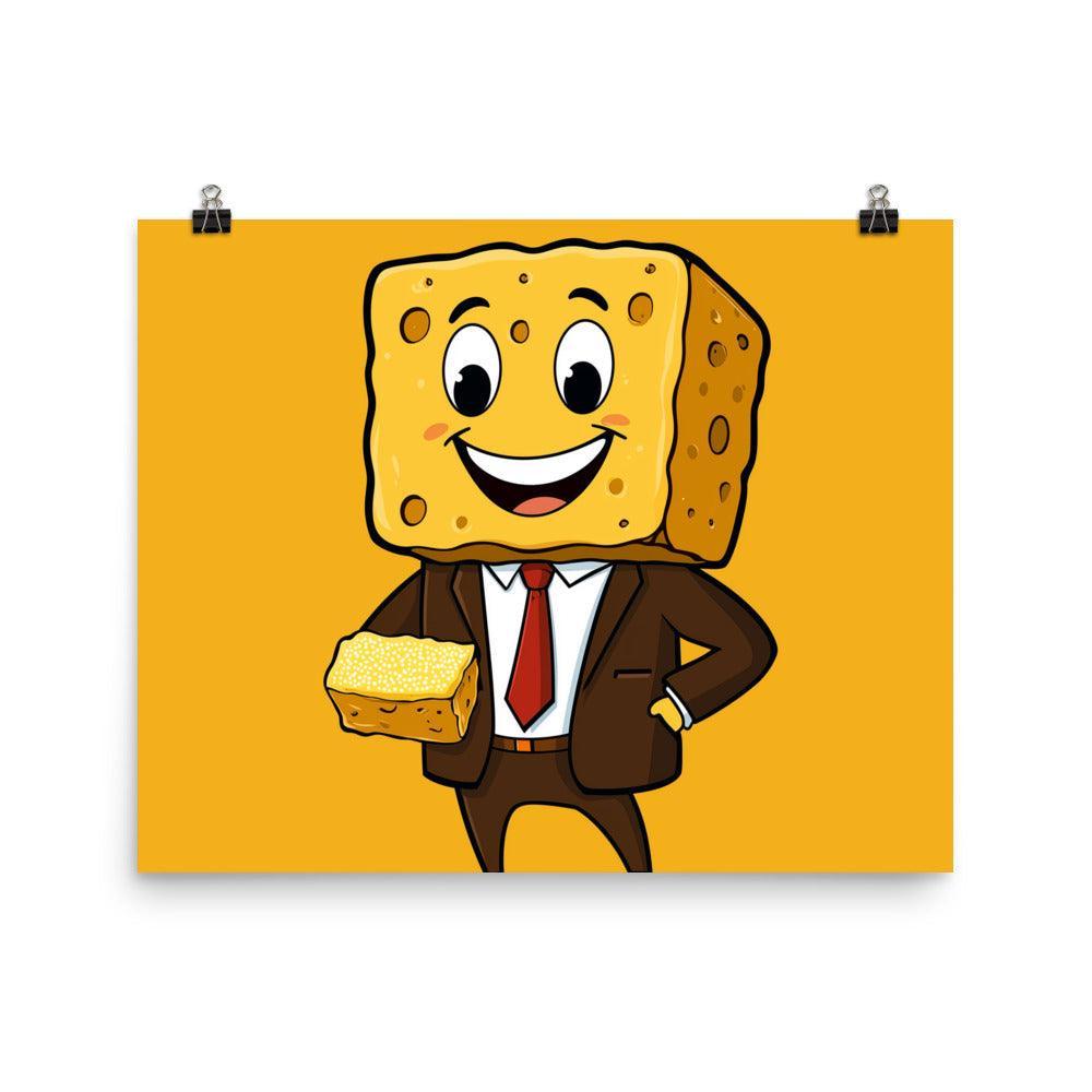 Sponge Cartoon Character in Business Suit Digital Art Poster - Oh Posters
