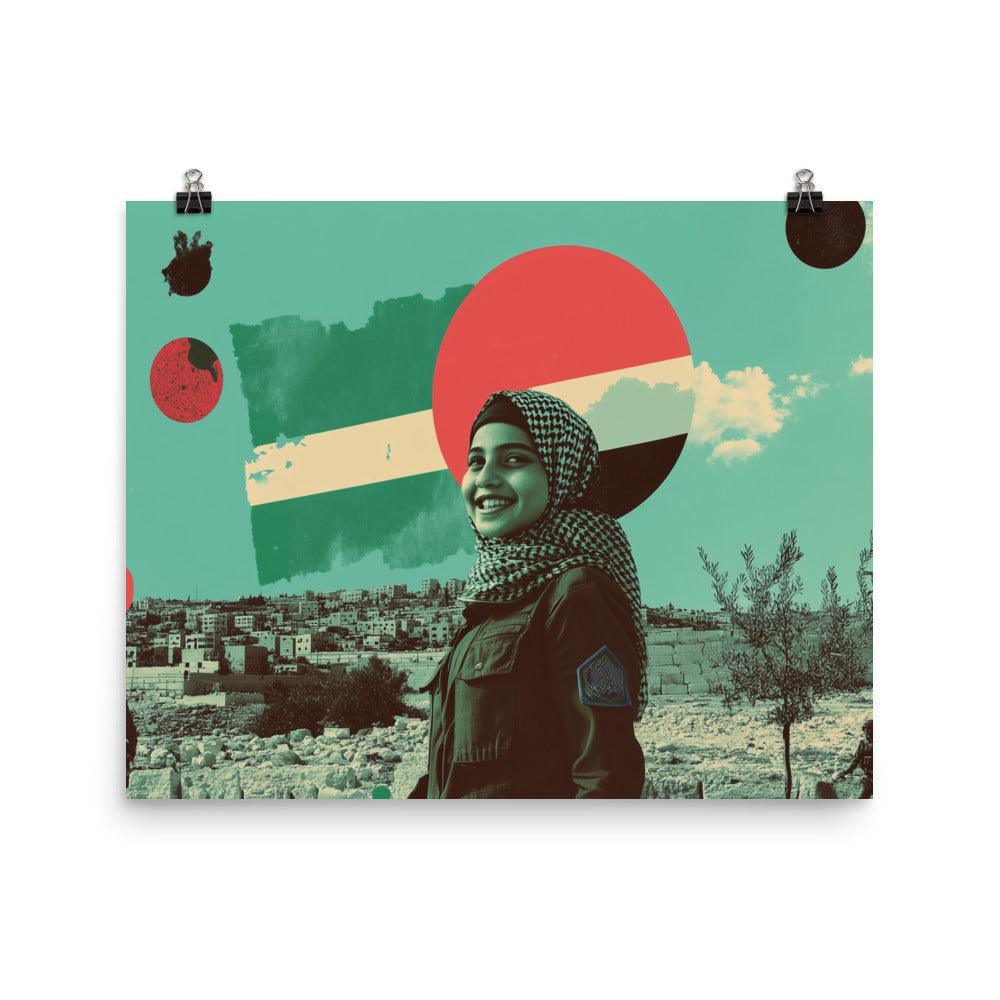 Palestinian Girl Smiling Pop Art Collage Poster - Oh Posters