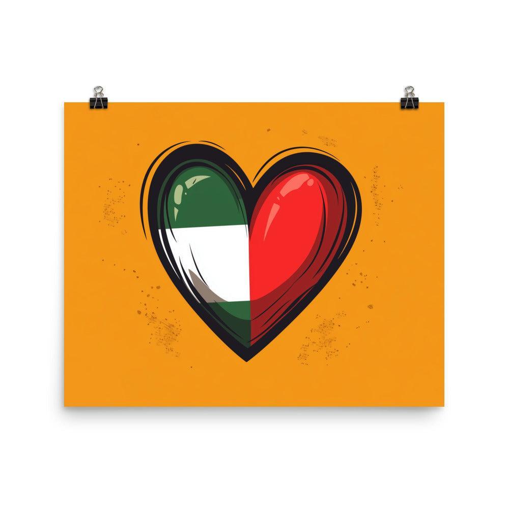 Palestinian Heart Flag Symbol on Orange Background Poster - Oh Posters