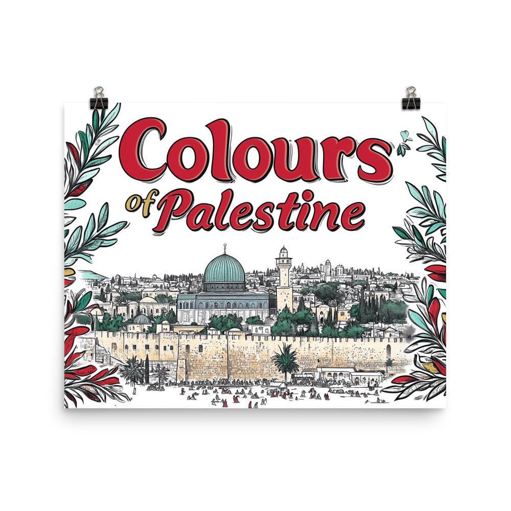 Colours of Palestine Jerusalem Cityscape Illustration Poster - Oh Posters