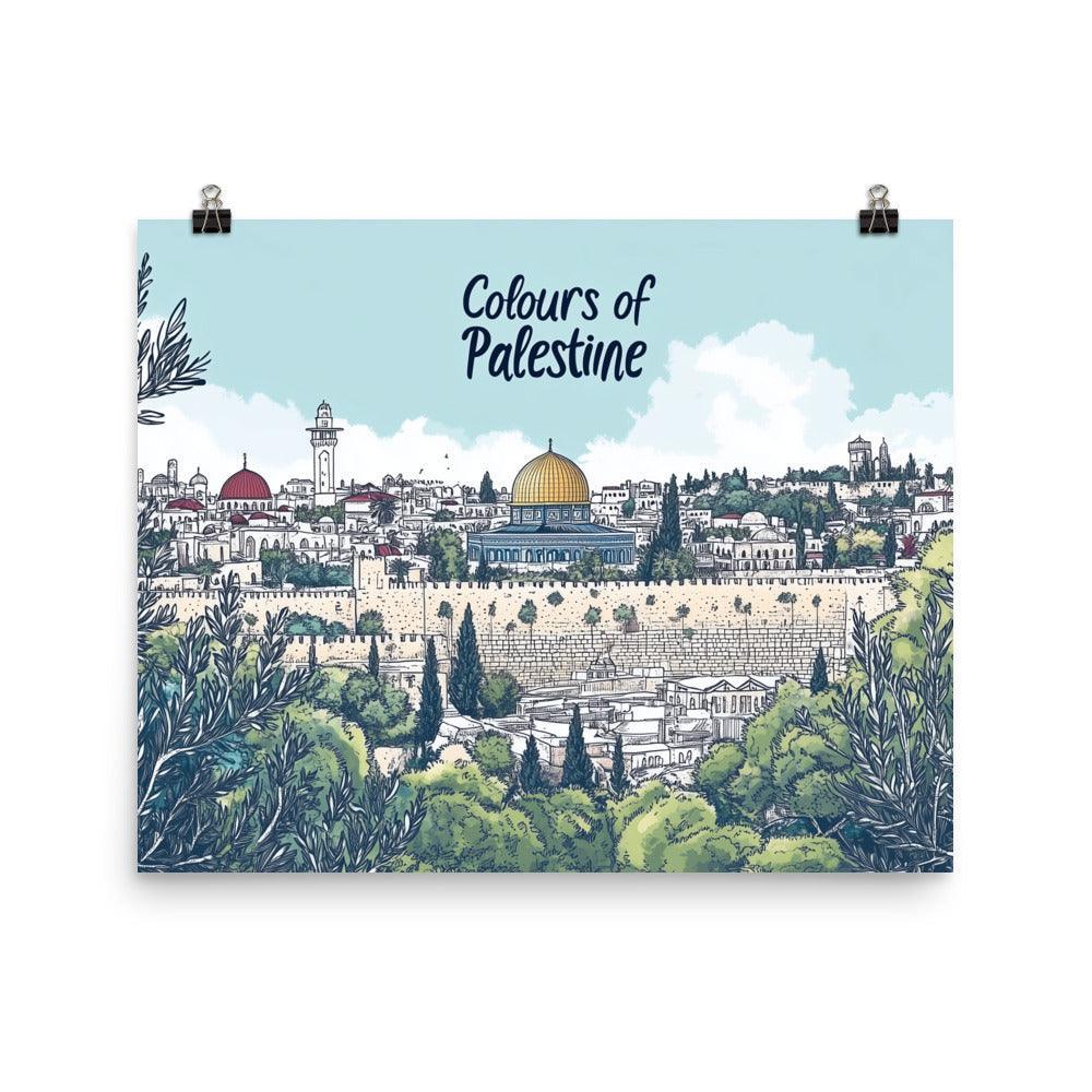 Colours of Palestine Dome of the Rock Landscape Art Poster - Oh Posters