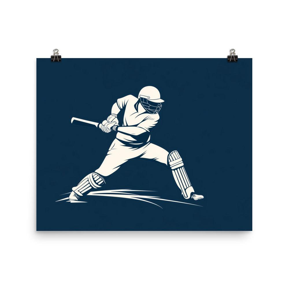 Clean Line Art Cricket Batsman in Batting Pose Poster - Oh Posters